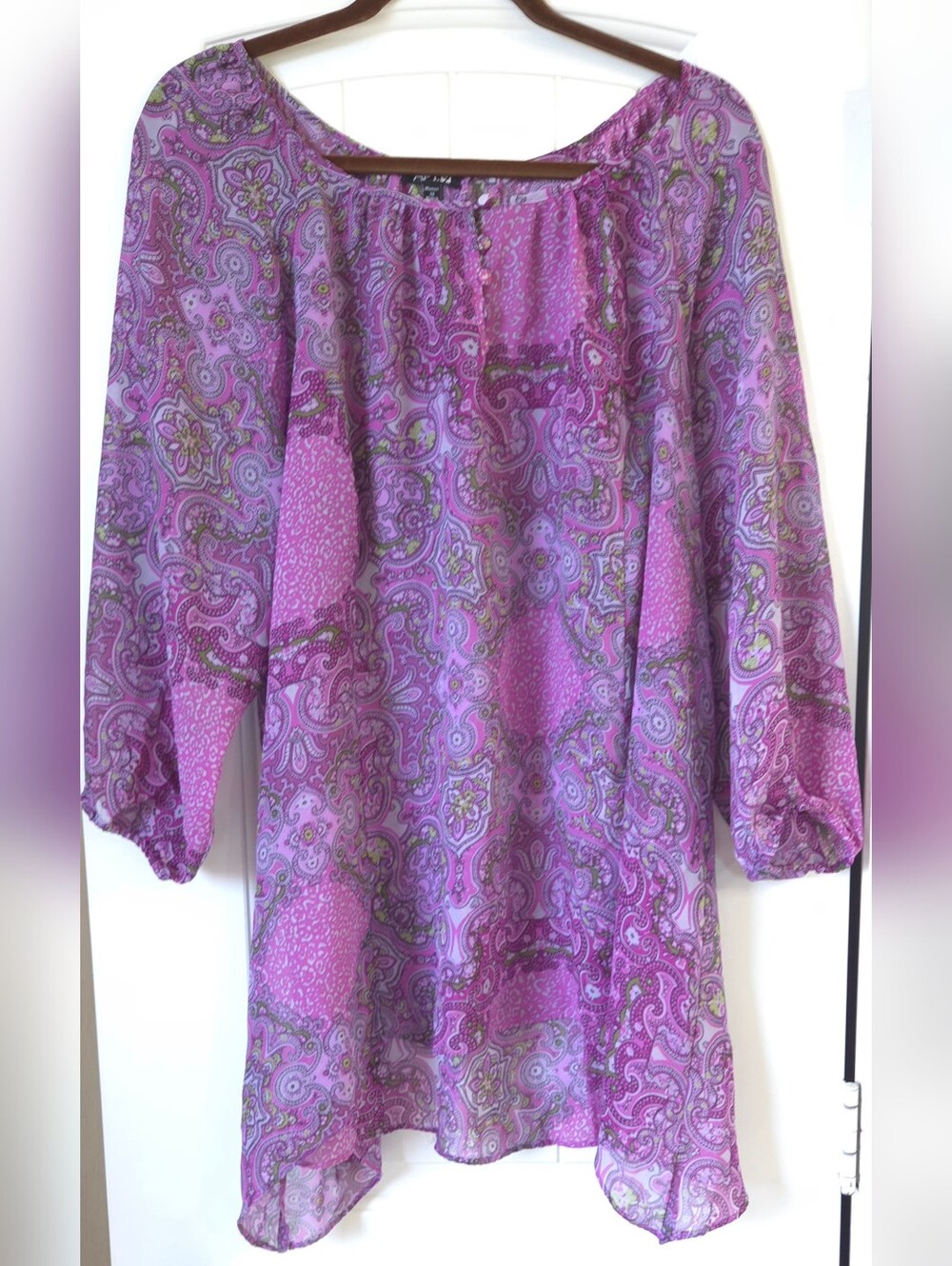 Apt. 9 Purple Paisley Sheer Peasant Top